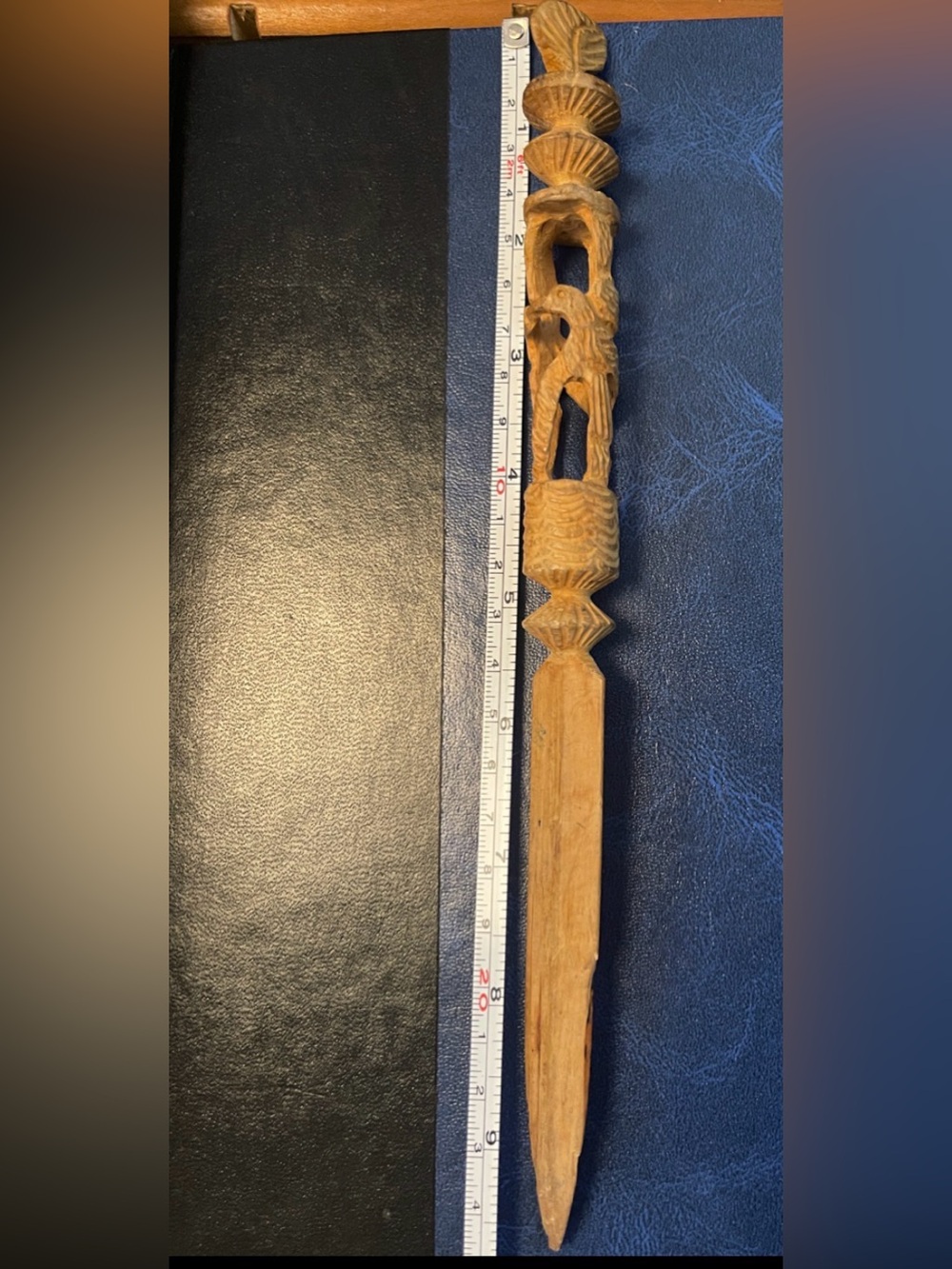 Tribal/African art: Hand-Carved Wooden Letter Opener - Natural Brown